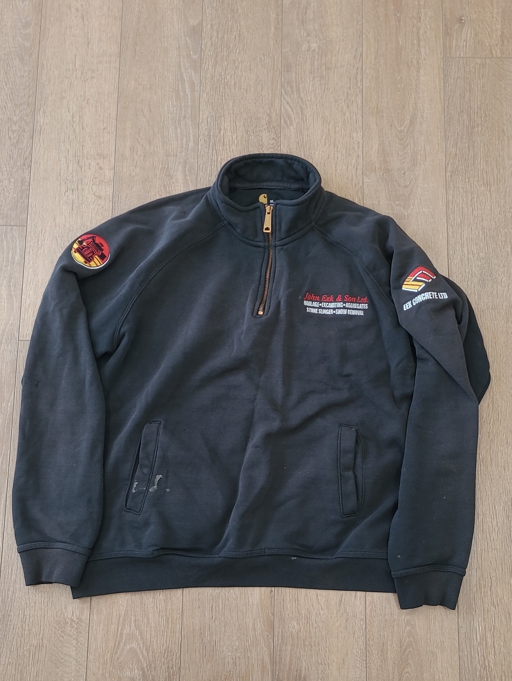 Black Carhartt Quarter-Zip Sweatshirt Features Custom Embroidery